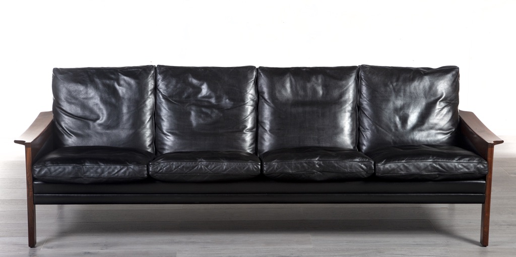 Enquiring about Danish 1960's Designer Black Leather 4-Seater Sofa