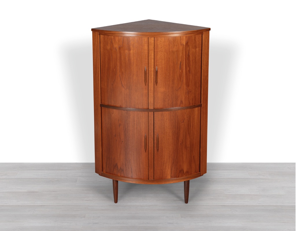 Corner Cabinet Skovmand & Andersen Mid Century Danish 1960s Tambour Door