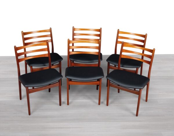 Dining Chairs Danish Vintage Mid Century Modern 1960s Ladder Back set of 6