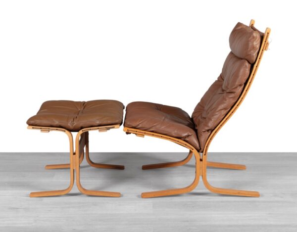 Norwegian 1970s Siesta Armchair and Stool by Ingmar Relling Original Leather Danish Vintage Scandinavian Design profile